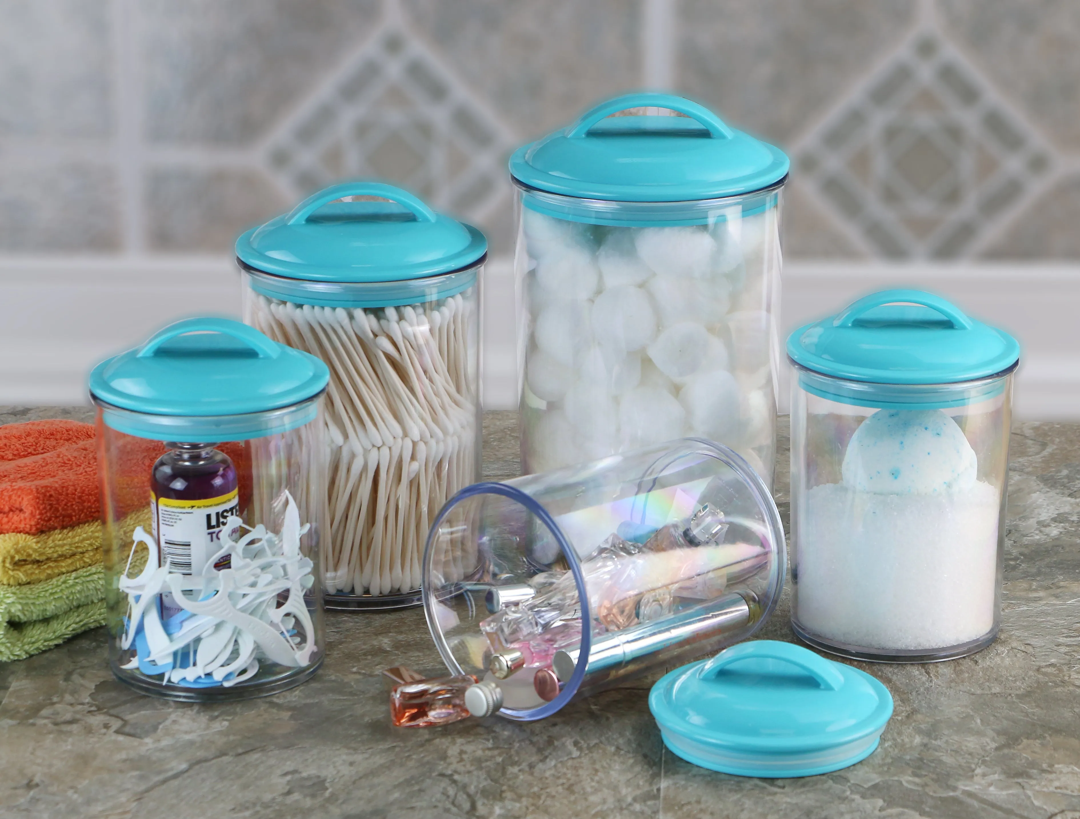 6pc Acrylic Canister Set, Turquoise