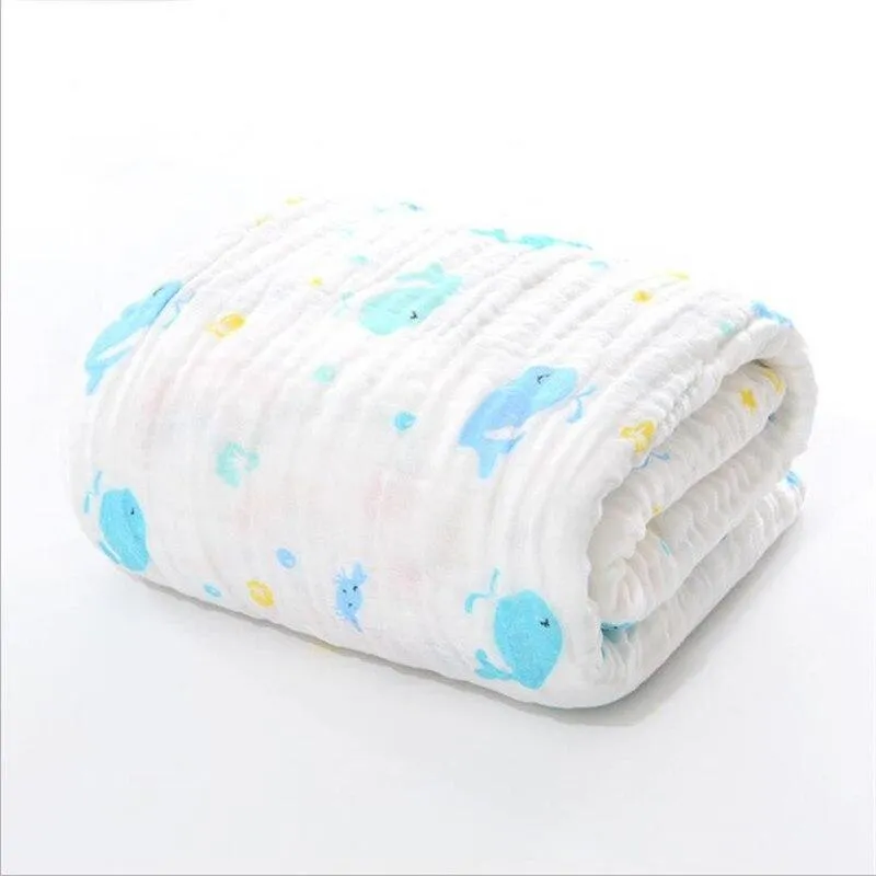 Baby Super Soft Cotton 6 Layer Blister Fabric Multi Design Muslin Swaddle Wrap Blankets