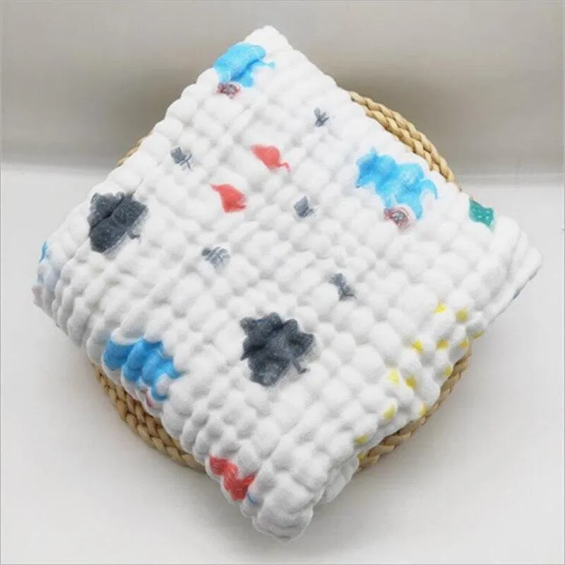 Baby Super Soft Cotton 6 Layer Blister Fabric Multi Design Muslin Swaddle Wrap Blankets