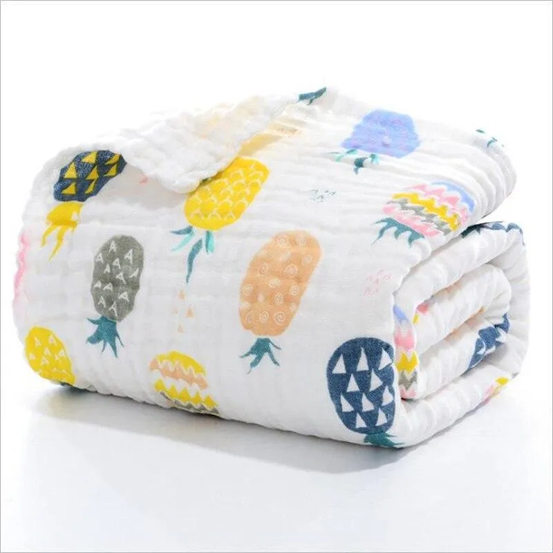 Baby Super Soft Cotton 6 Layer Blister Fabric Multi Design Muslin Swaddle Wrap Blankets