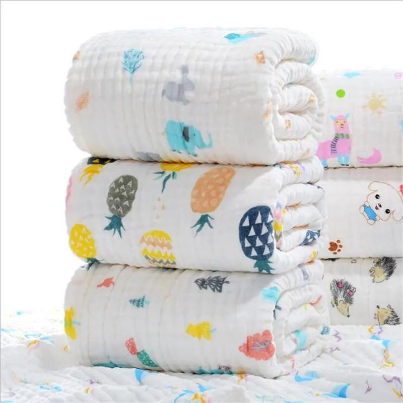 Baby Super Soft Cotton 6 Layer Blister Fabric Multi Design Muslin Swaddle Wrap Blankets