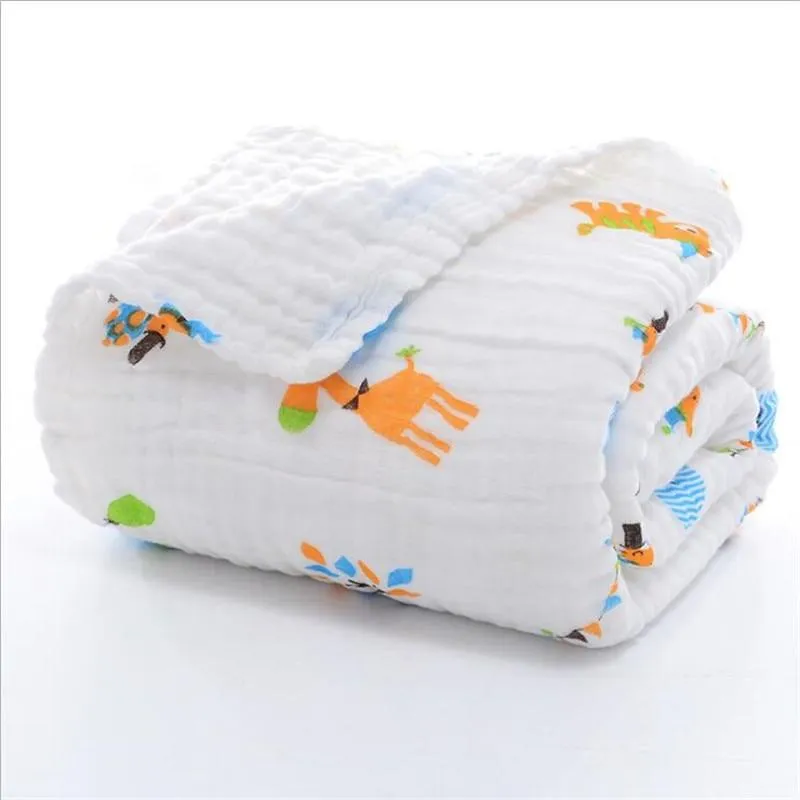 Baby Super Soft Cotton 6 Layer Blister Fabric Multi Design Muslin Swaddle Wrap Blankets