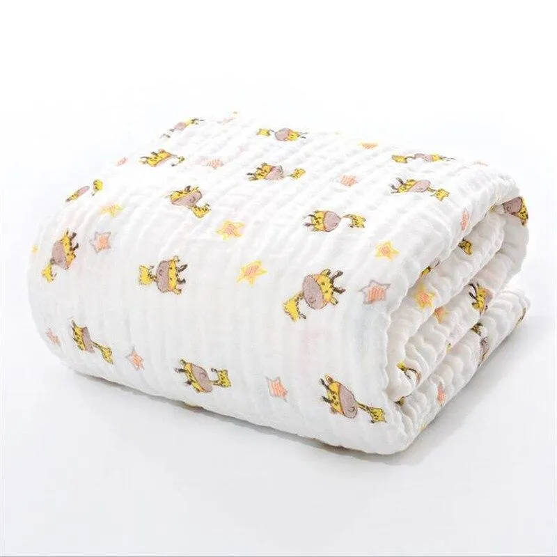 Baby Super Soft Cotton 6 Layer Blister Fabric Multi Design Muslin Swaddle Wrap Blankets