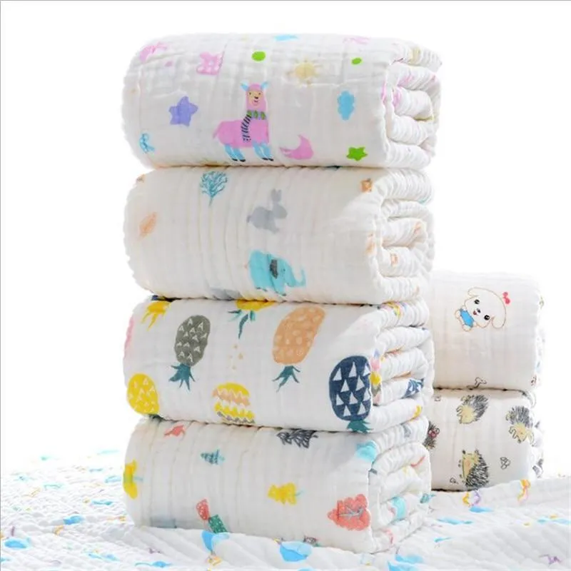 Baby Super Soft Cotton 6 Layer Blister Fabric Multi Design Muslin Swaddle Wrap Blankets