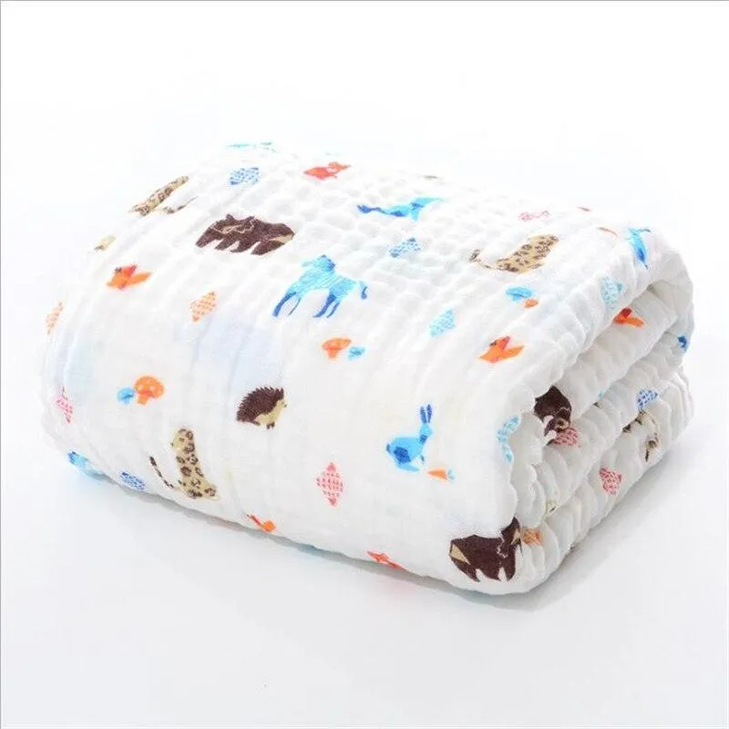 Baby Super Soft Cotton 6 Layer Blister Fabric Multi Design Muslin Swaddle Wrap Blankets