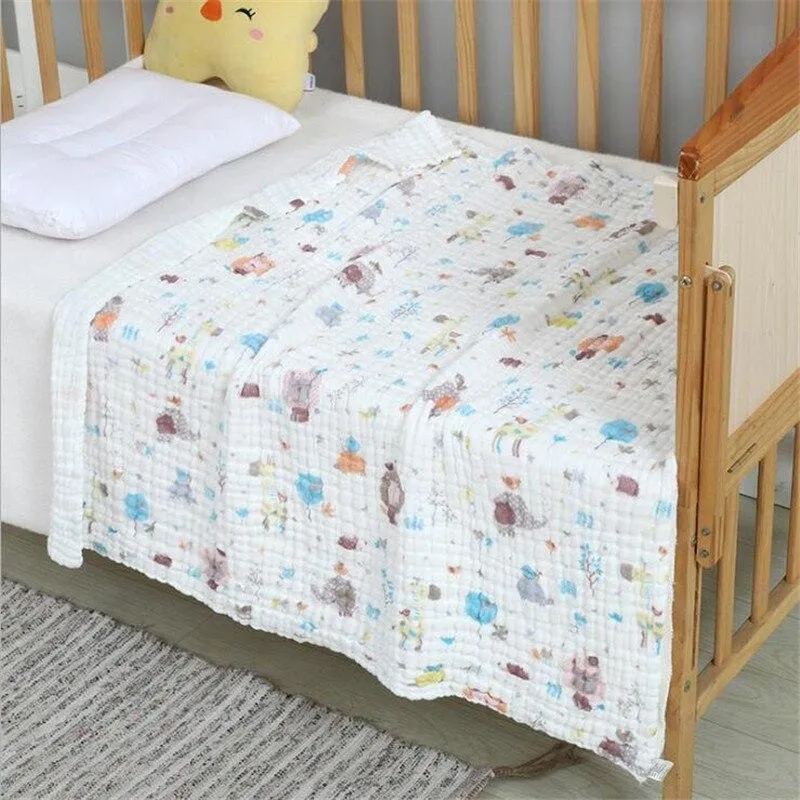 Baby Super Soft Cotton 6 Layer Blister Fabric Multi Design Muslin Swaddle Wrap Blankets