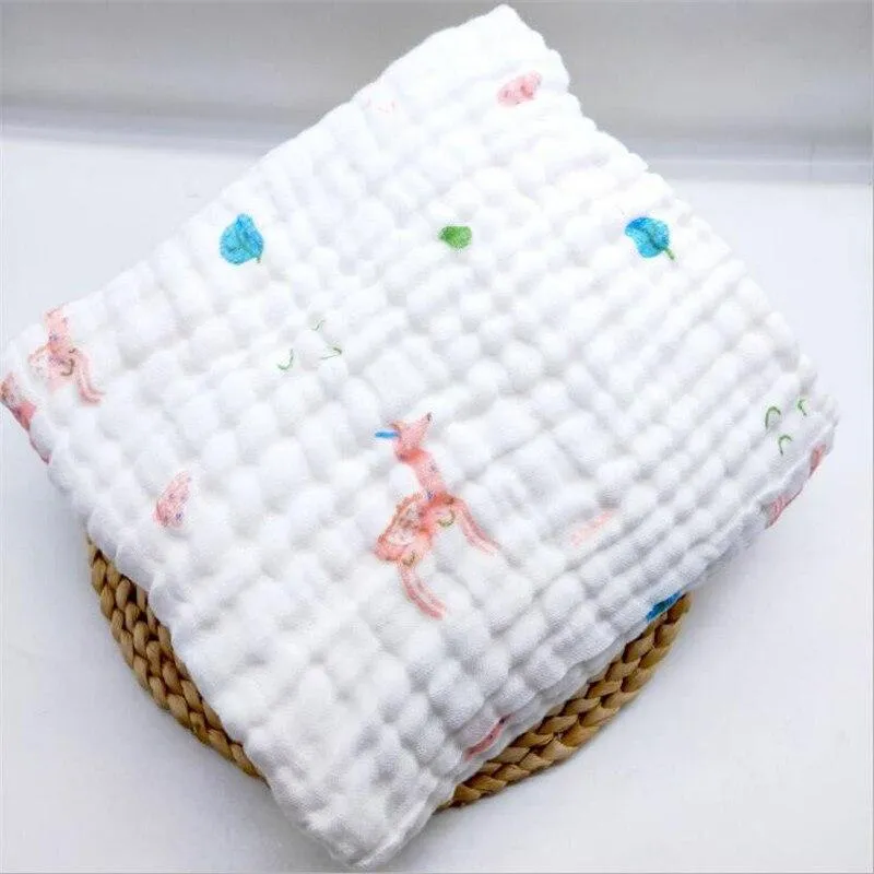 Baby Super Soft Cotton 6 Layer Blister Fabric Multi Design Muslin Swaddle Wrap Blankets