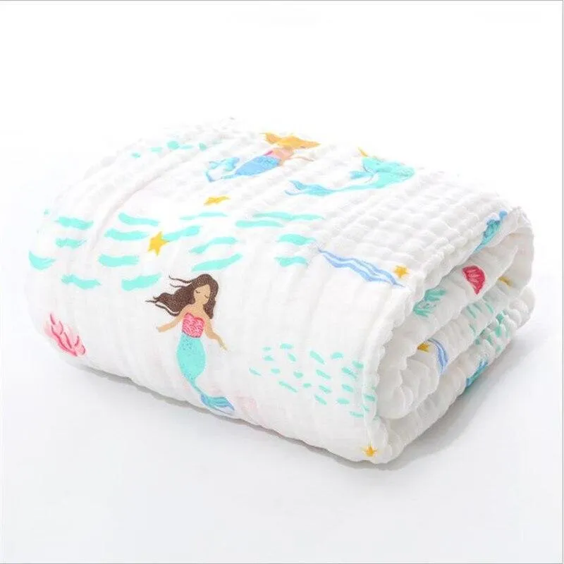 Baby Super Soft Cotton 6 Layer Blister Fabric Multi Design Muslin Swaddle Wrap Blankets