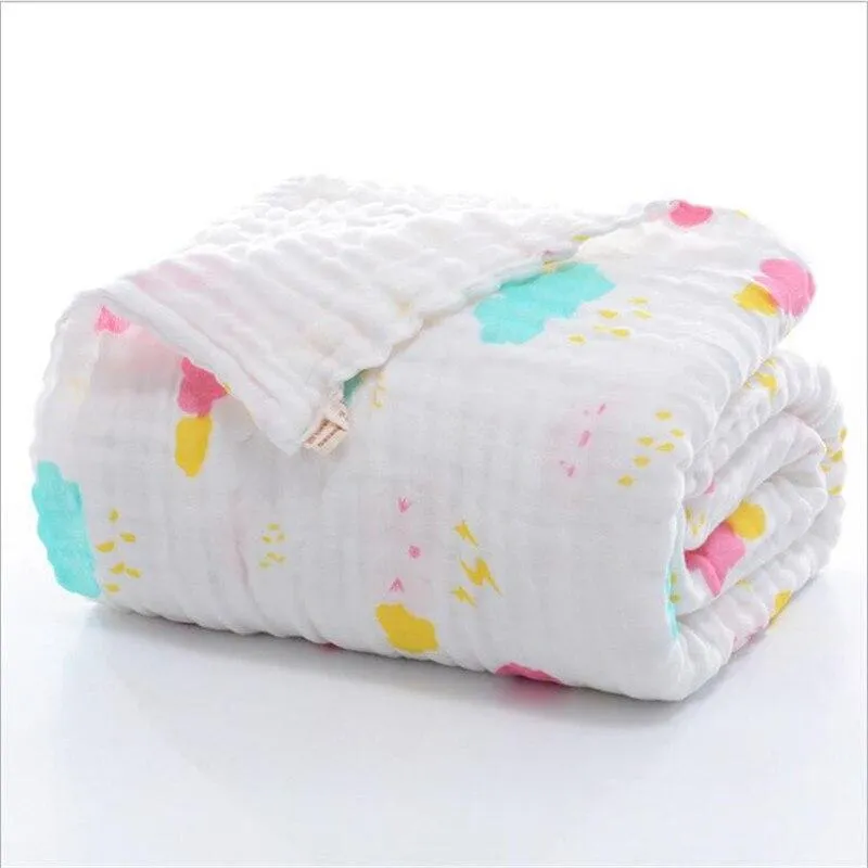 Baby Super Soft Cotton 6 Layer Blister Fabric Multi Design Muslin Swaddle Wrap Blankets