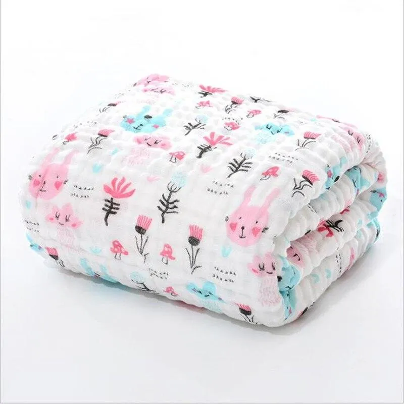 Baby Super Soft Cotton 6 Layer Blister Fabric Multi Design Muslin Swaddle Wrap Blankets