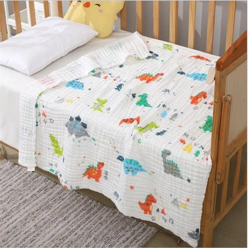 Baby Super Soft Cotton 6 Layer Blister Fabric Multi Design Muslin Swaddle Wrap Blankets