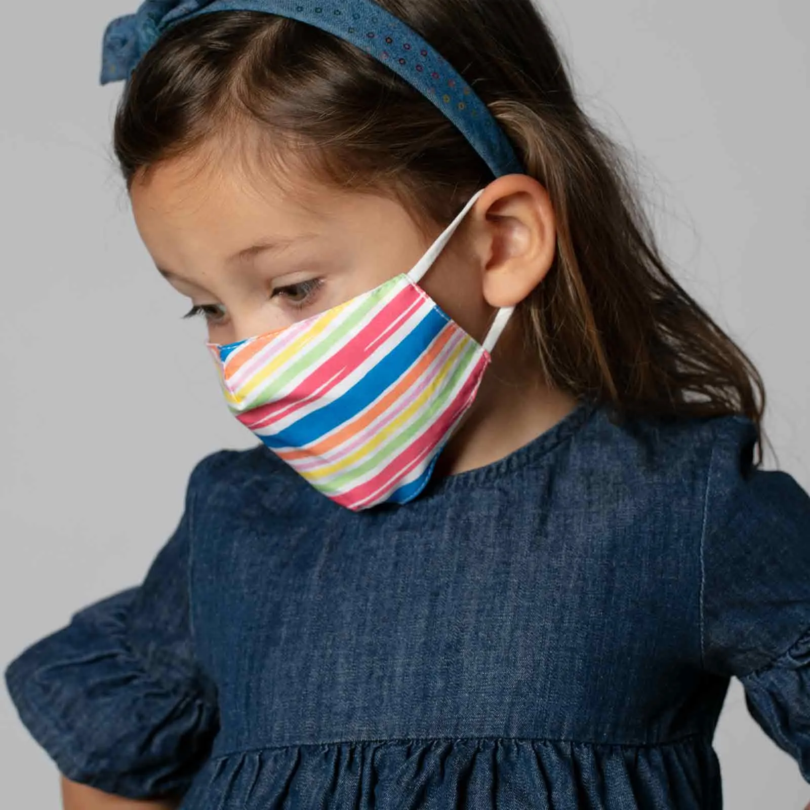 Beach Stripes Blue Reusable Cotton Kid’s Mask