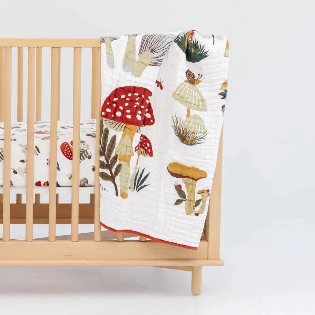 Clementine Kids - Cotton Muslin Quilt - Mushrooms