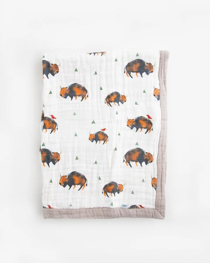 Cotton Muslin Baby Blanket - Bison