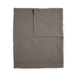 Cotton Muslin Quilted Throw - Mocha