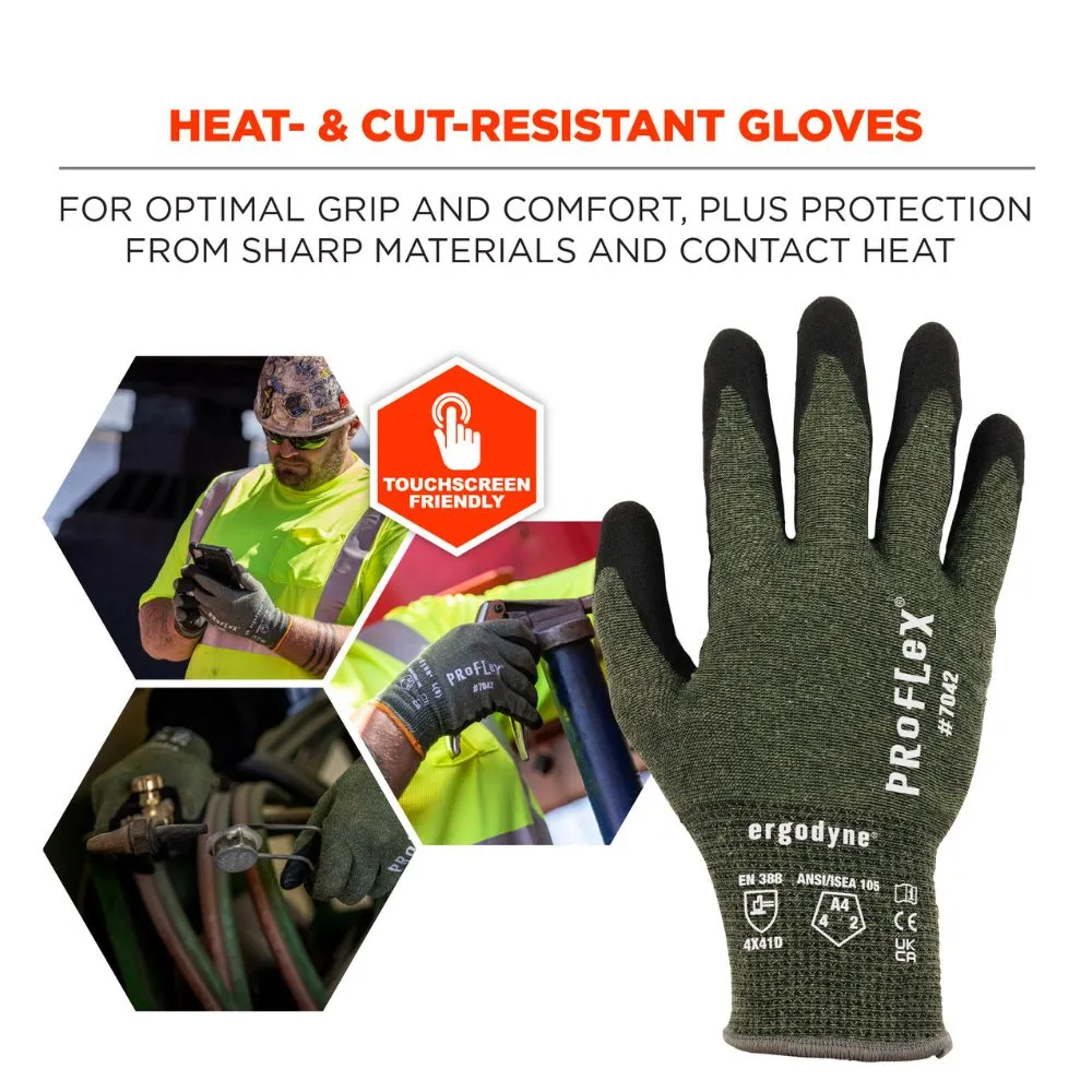 Ergodyne 10345 #7042 1-pair XL Green ANSI A4 Nitrile Coated CR Gloves