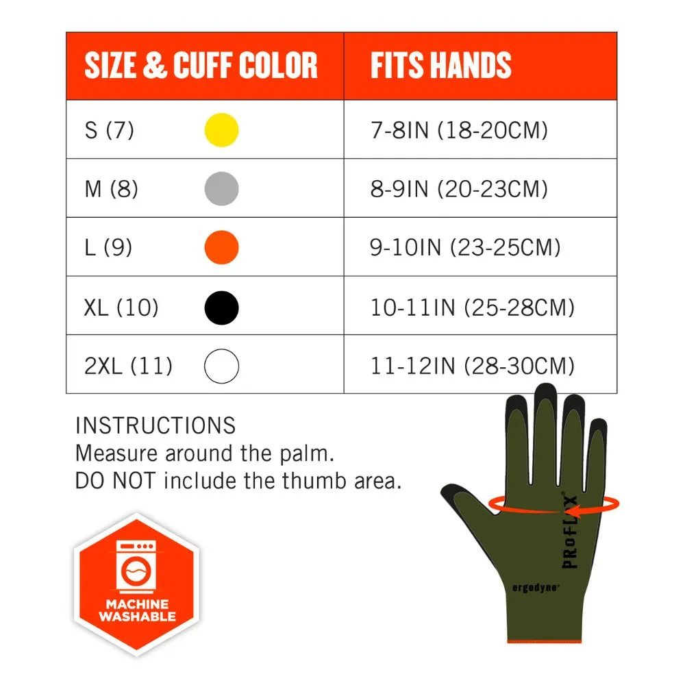 Ergodyne 10345 #7042 1-pair XL Green ANSI A4 Nitrile Coated CR Gloves