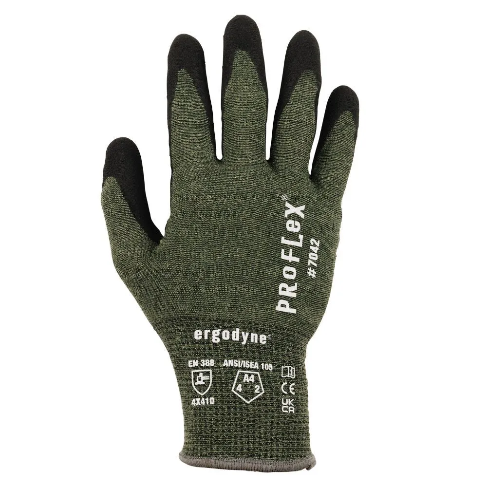 Ergodyne 10345 #7042 1-pair XL Green ANSI A4 Nitrile Coated CR Gloves