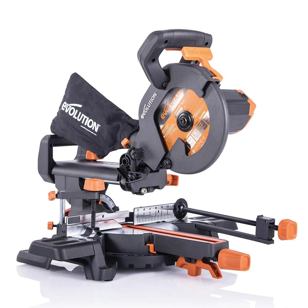 Evolution R210SMS  210mm Sliding Mitre Saw & Stand Bundle