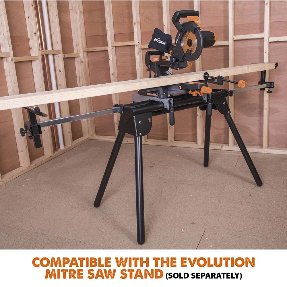 Evolution R210SMS  210mm Sliding Mitre Saw & Stand Bundle