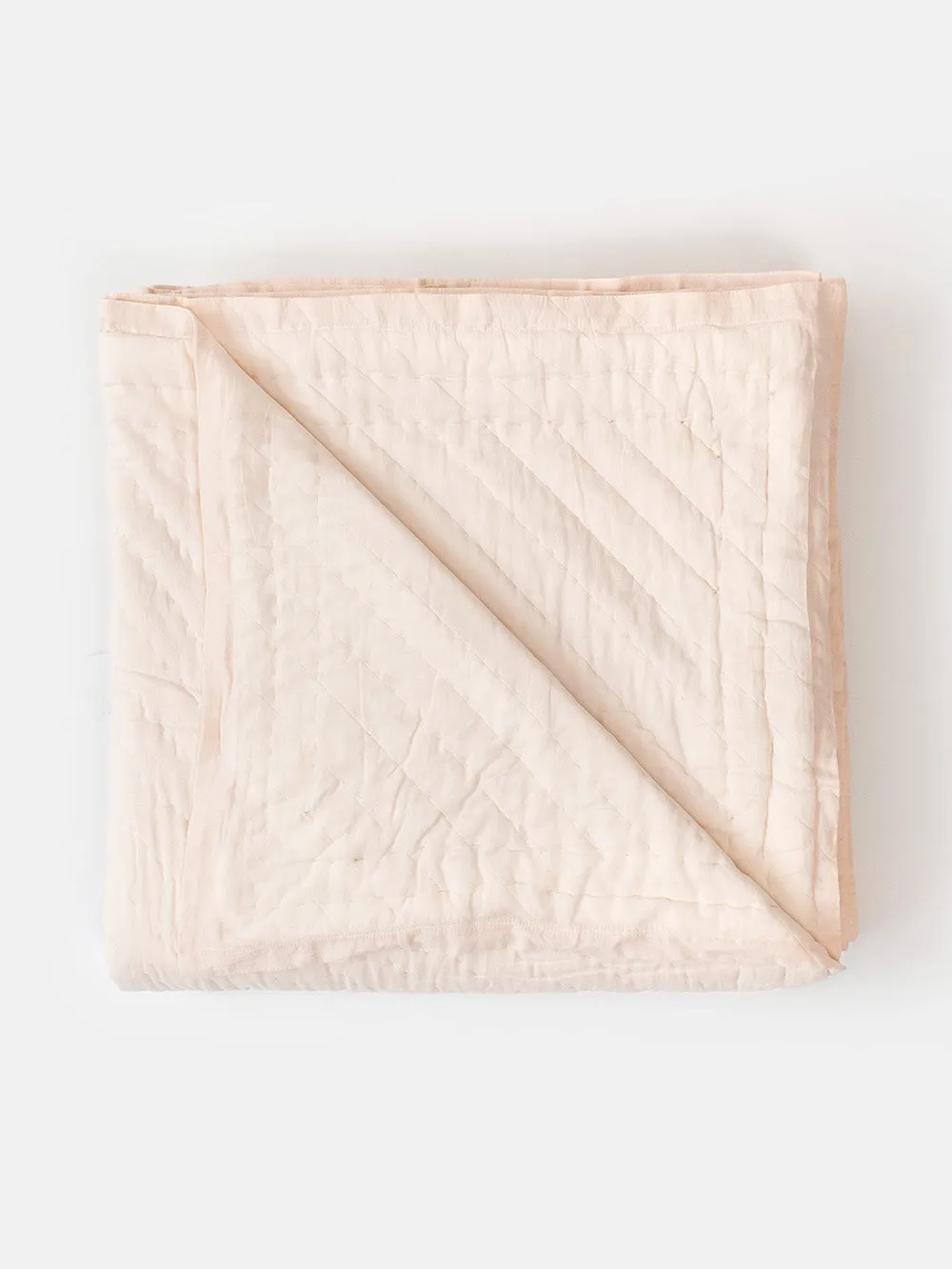 Hand-Stitched Cotton Quilt In Blush