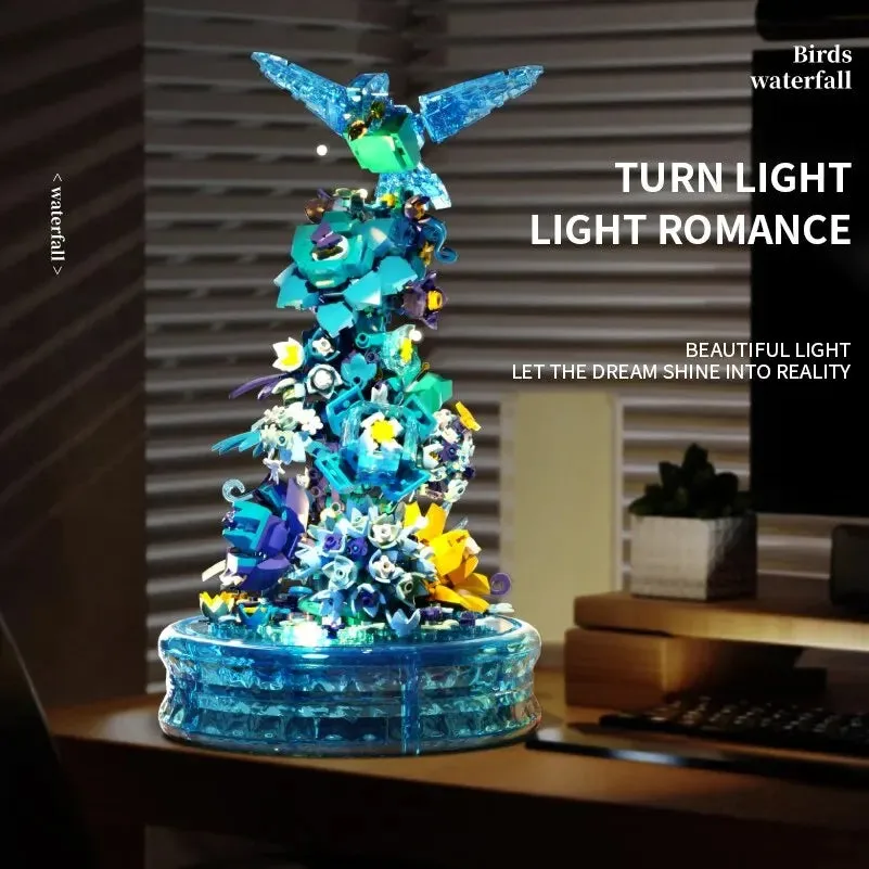 HarmonyCraft™ LED Waterfall Music Box Building Blocks