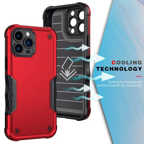 iPhone 14 Pro (6.1") Non-Slip Shockproof Hybrid Case, Red or Black