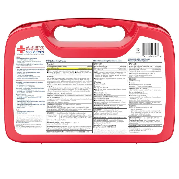 Johnson & Johnson First Aid Kit 160 Pieces