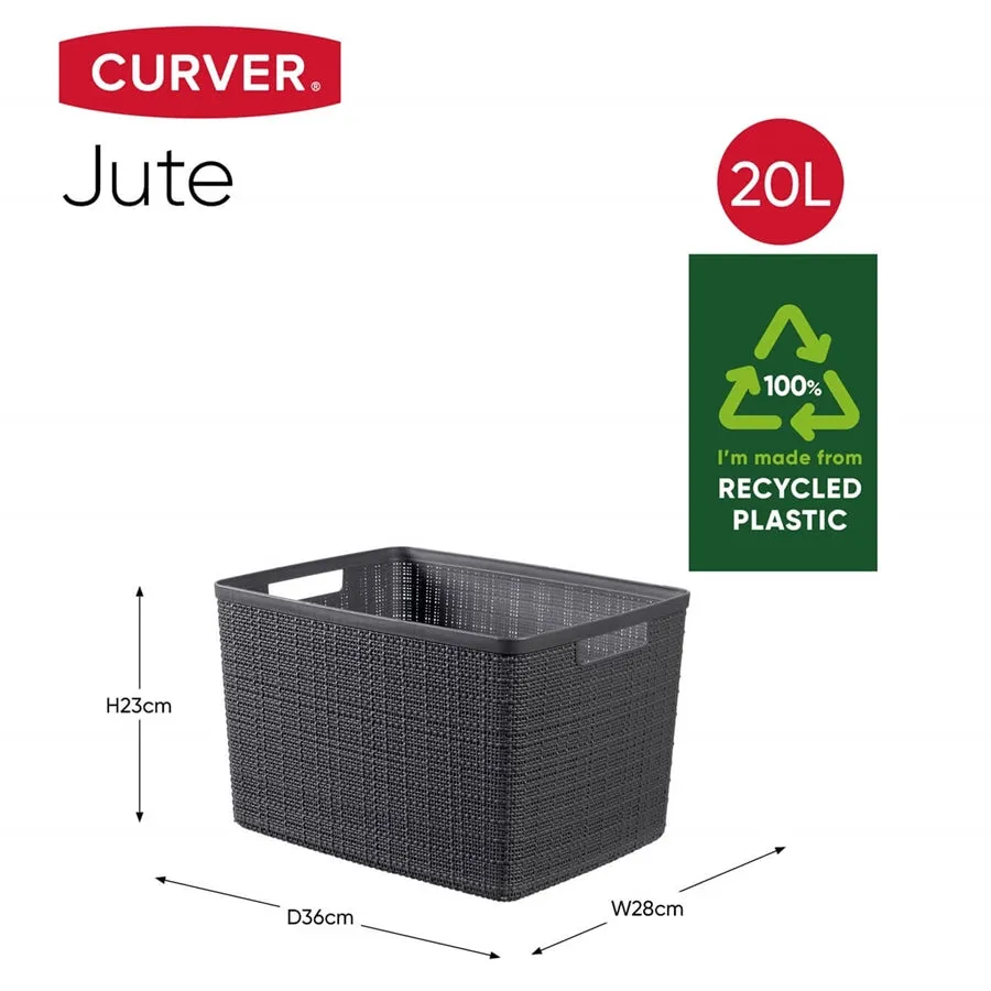 Jute Large Storage Basket 20L Dark Grey