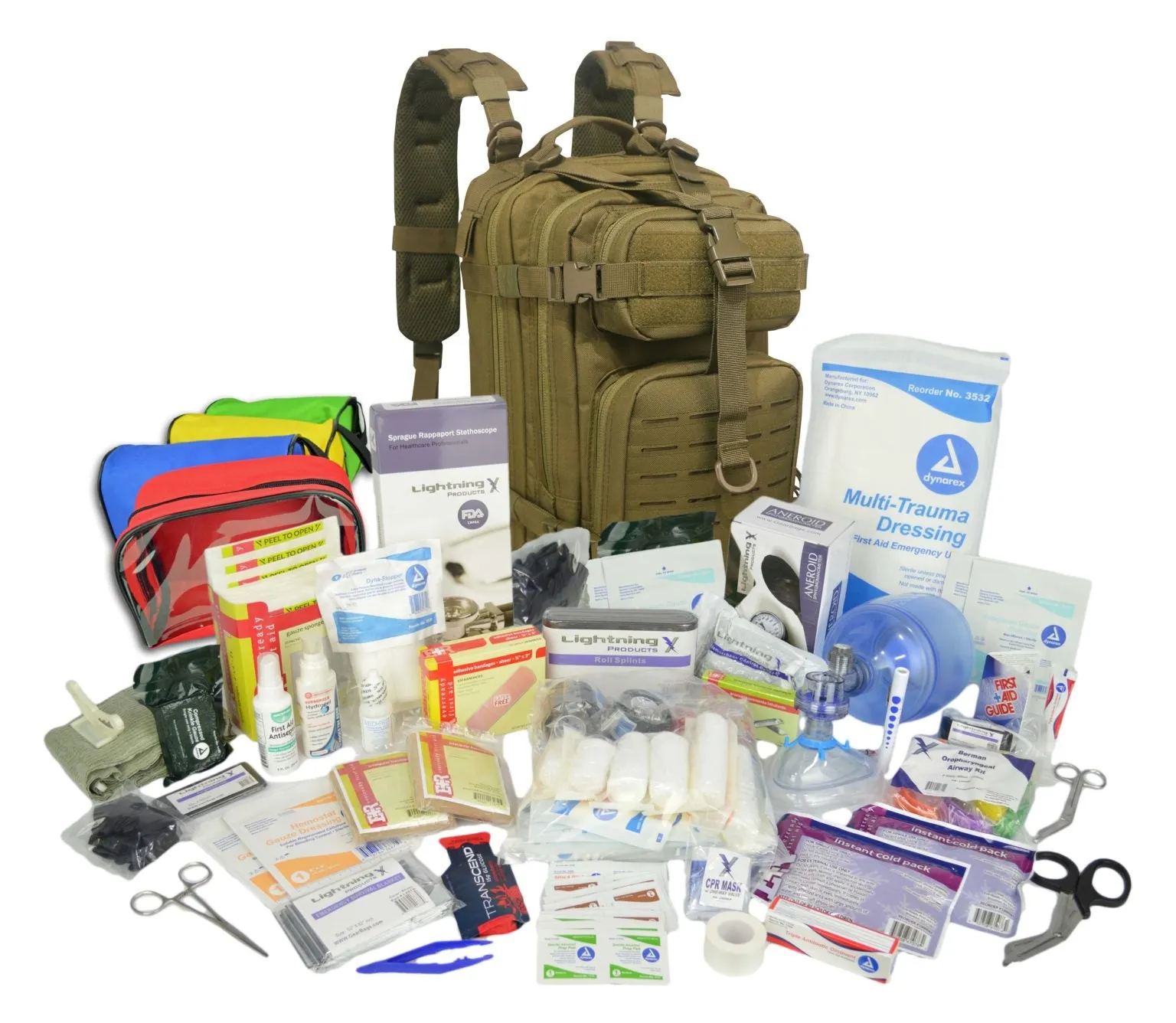 Lightning X Stocked EMS/EMT Trauma & Bleeding First Aid Responder Medical Backpack Kit