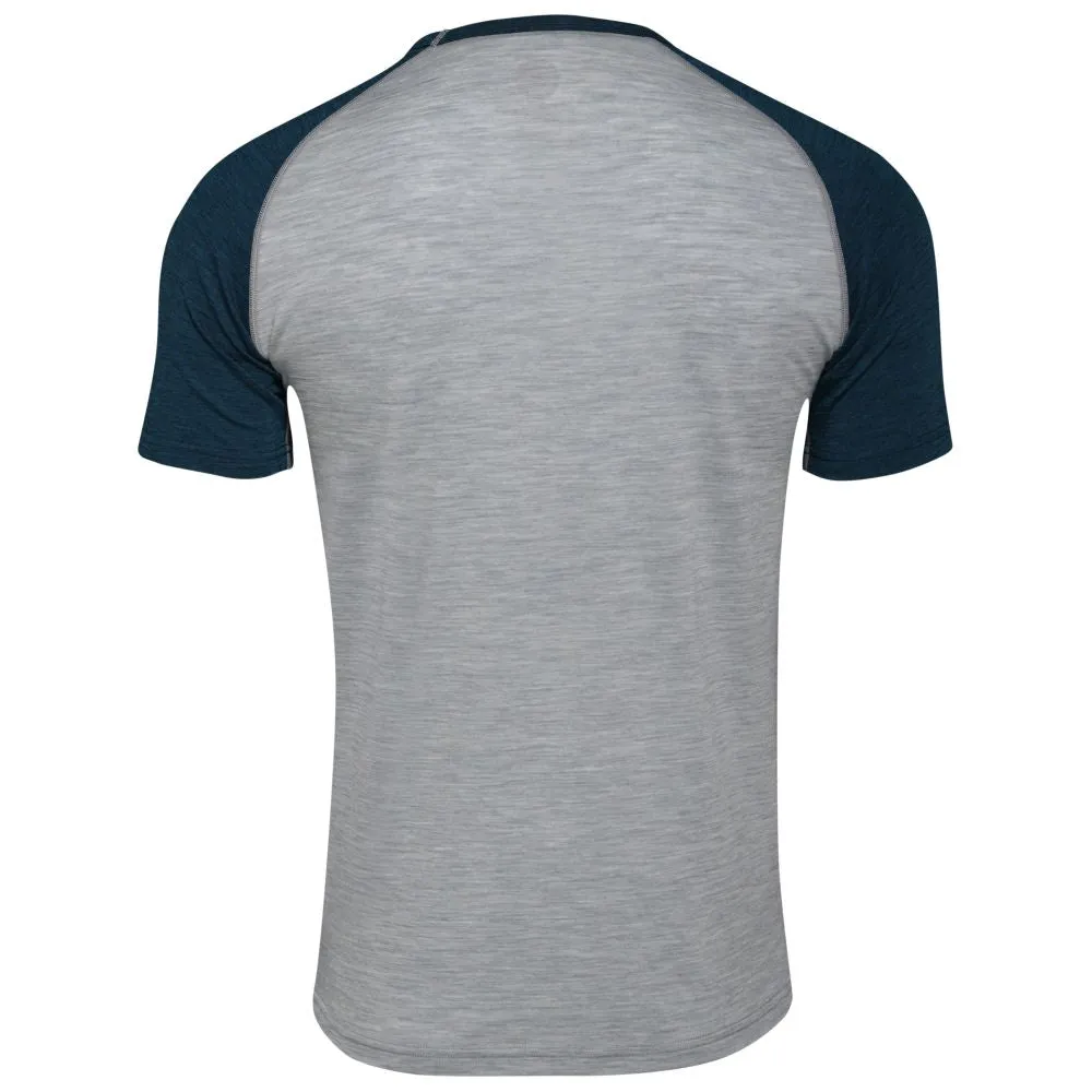 Mens Merino 150 Raglan Baseball Tee (Cloud/Petrol)