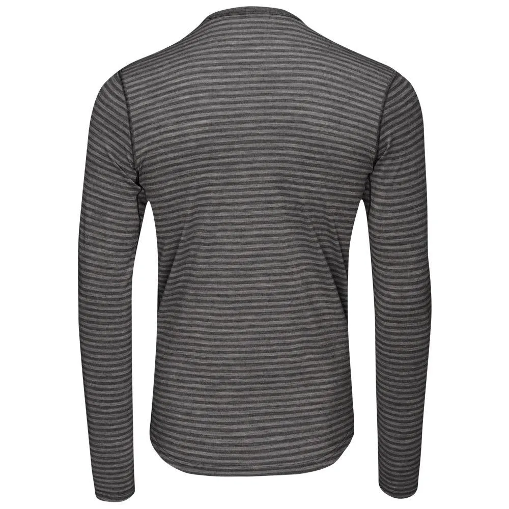 Mens Merino 180 Long Sleeve Crew (Mini Stripe Smoke/Charcoal)