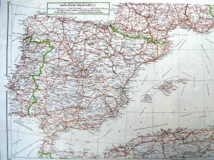 Original British WWII Mulberry Leaf Tissue Map: Spain, Portugal, Sardinia