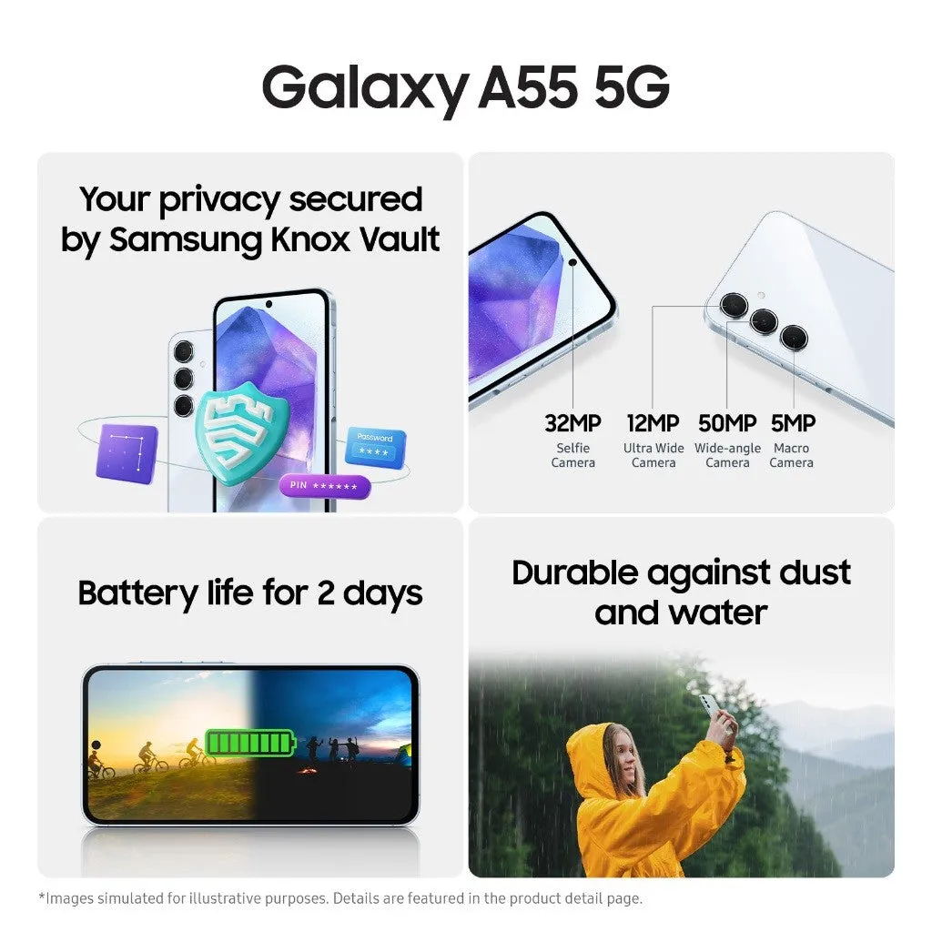 SAMSUNG Galaxy A55 5G, 6.6" FHD  Super AMOLED 120Hz Display, (12GB RAM   256GB ROM) 50MP OIS Camera, Large Battery