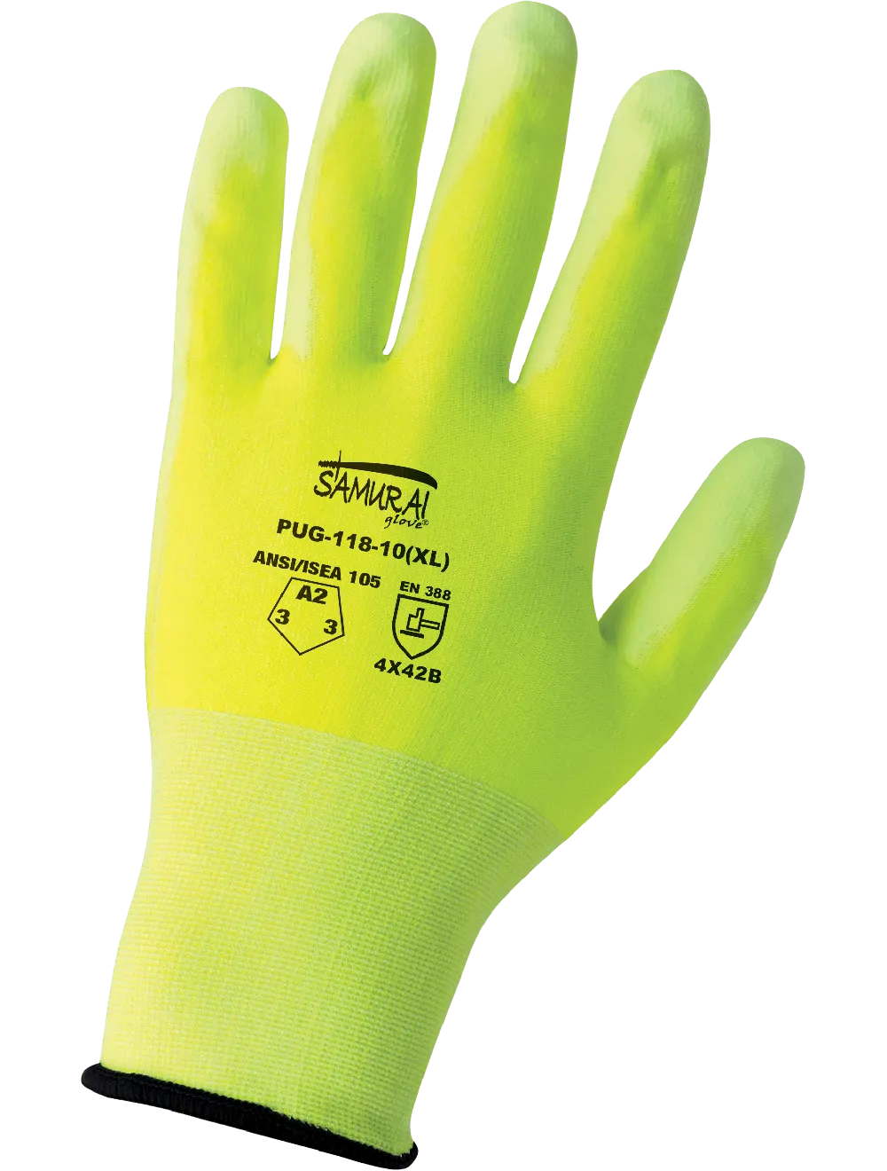 Samurai Glove® High-Visiblity PU Coated Cut, Abrasion, and Puncture Resistant Gloves - PUG-118