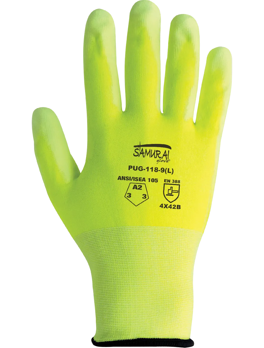 Samurai Glove® High-Visiblity PU Coated Cut, Abrasion, and Puncture Resistant Gloves - PUG-118