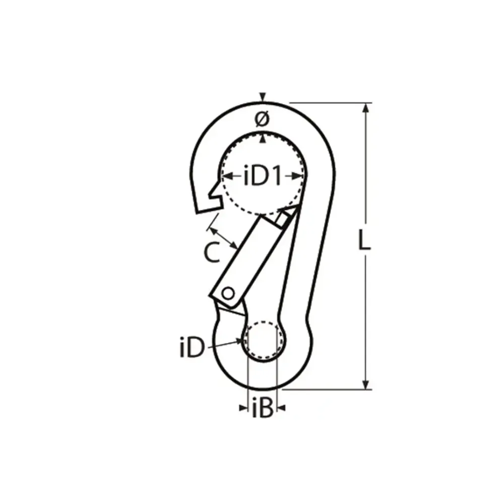 Set Of 12 80Mm Heavy Duty Stainless Steel Carabiner Locking Hook