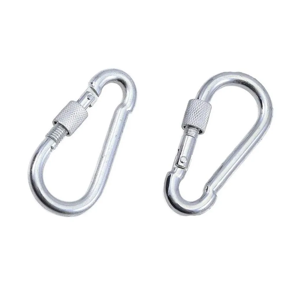 Set Of 12 80Mm Heavy Duty Stainless Steel Carabiner Locking Hook