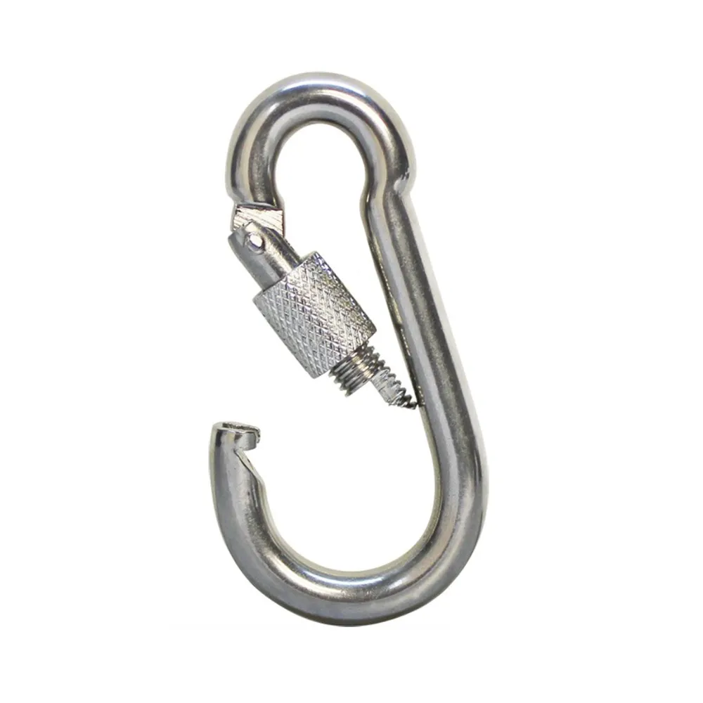 Set Of 12 80Mm Heavy Duty Stainless Steel Carabiner Locking Hook