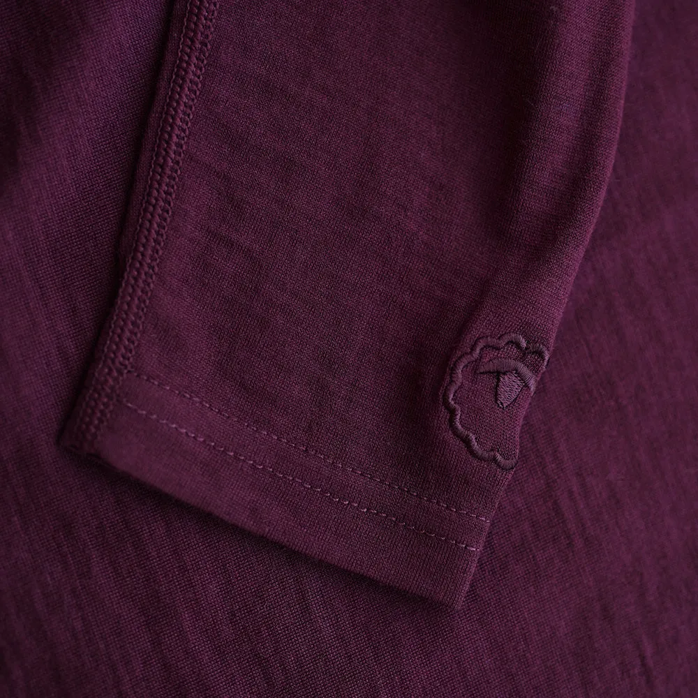 Womens Merino 180 Long Sleeve Crew (Wine)