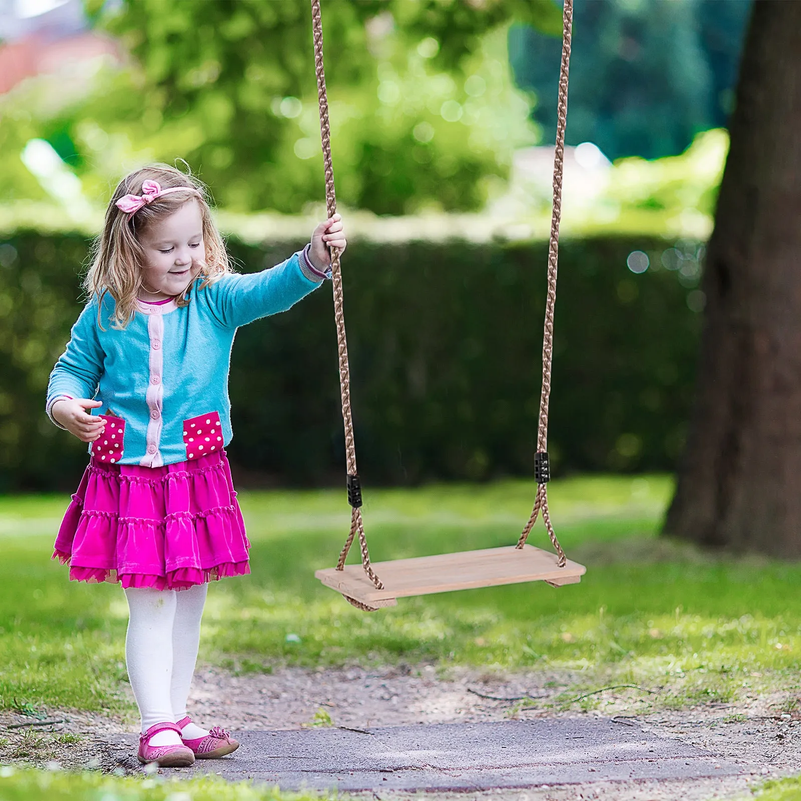 Wooden Garden Swing Seat Outdoor Pine Wood Swing Chair Adults & Kids Adults